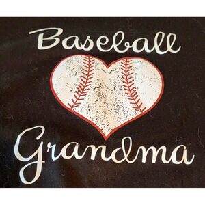 Unbranded Baseball Grandma Graphic T-Shirt Women XL Black Short Sleeve Heart
